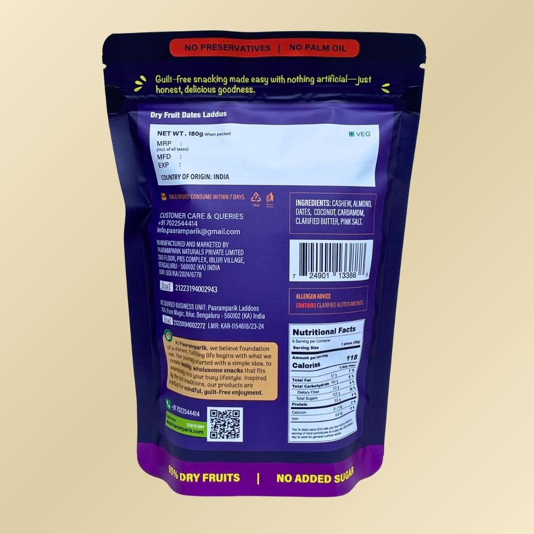 Dry Fruits Dates Laddu Sugar Free