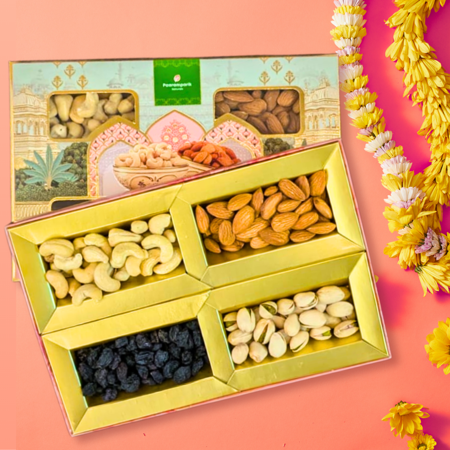 Dry Fruit Diwali Celebration Gift Box - 4 Dry Fruits-150G