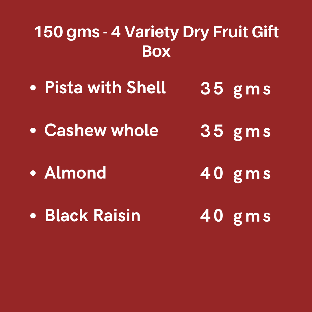 Dry Fruit Diwali Celebration Gift Box - 4 Dry Fruits-150G