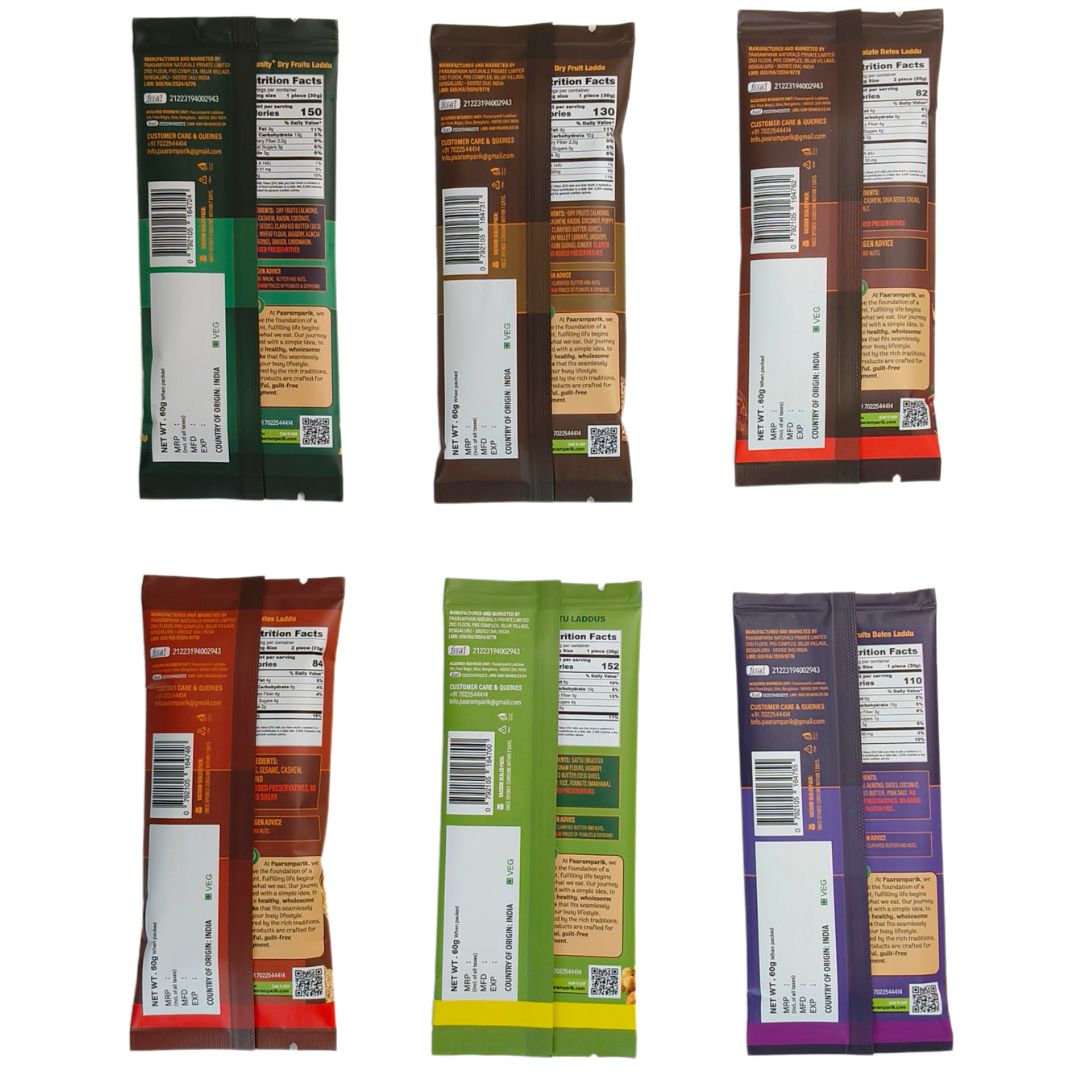 Assorted Dry Fruit Laddu Hamper | 6 Mixed Flavours | Healthy Snack, No Sugar, No Palm oil