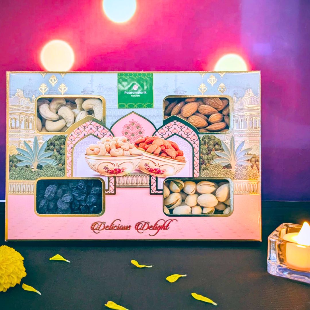 Dry Fruit Diwali Celebration Gift Box - 4 Dry Fruits-150G
