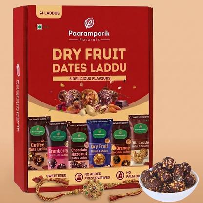 Assorted Dry Fruit Laddu box with Rakhi for brother, Fridge Magnet , Healthy Sweets