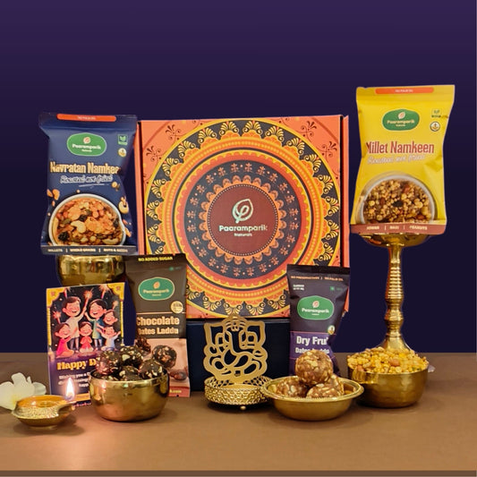 Paanrampurik snack packages with decorative items on a table