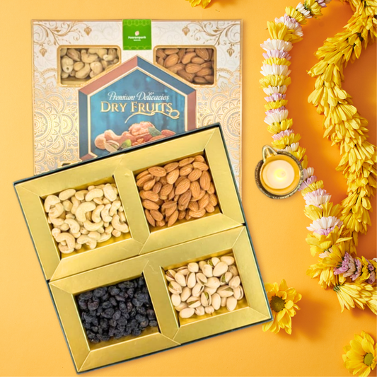 Dry Fruit Diwali Celebration Gift Box - 4 Dry Fruits Assortment- 300G
