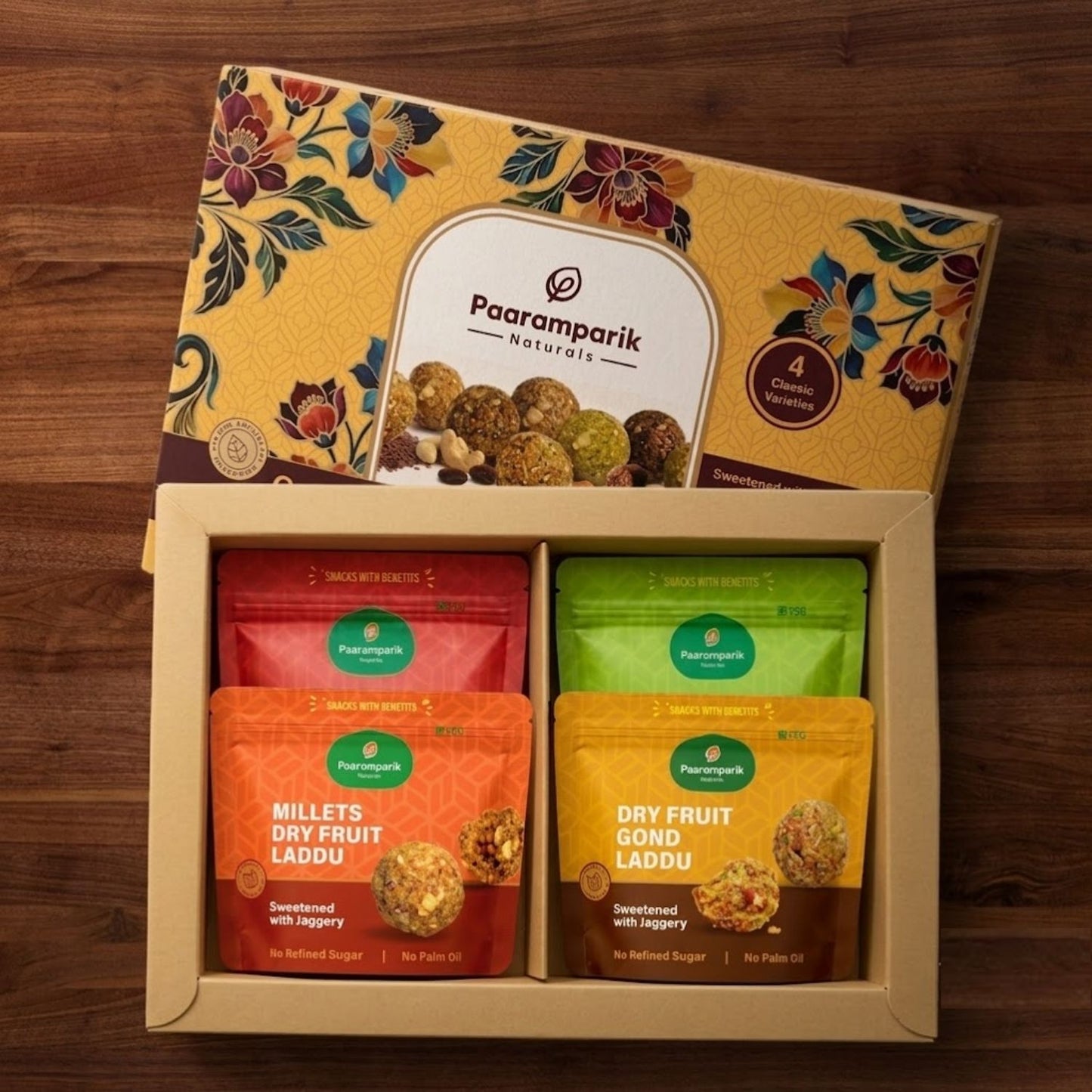 Gond Dry Fruit Laddus Assortment - 4 Varieties