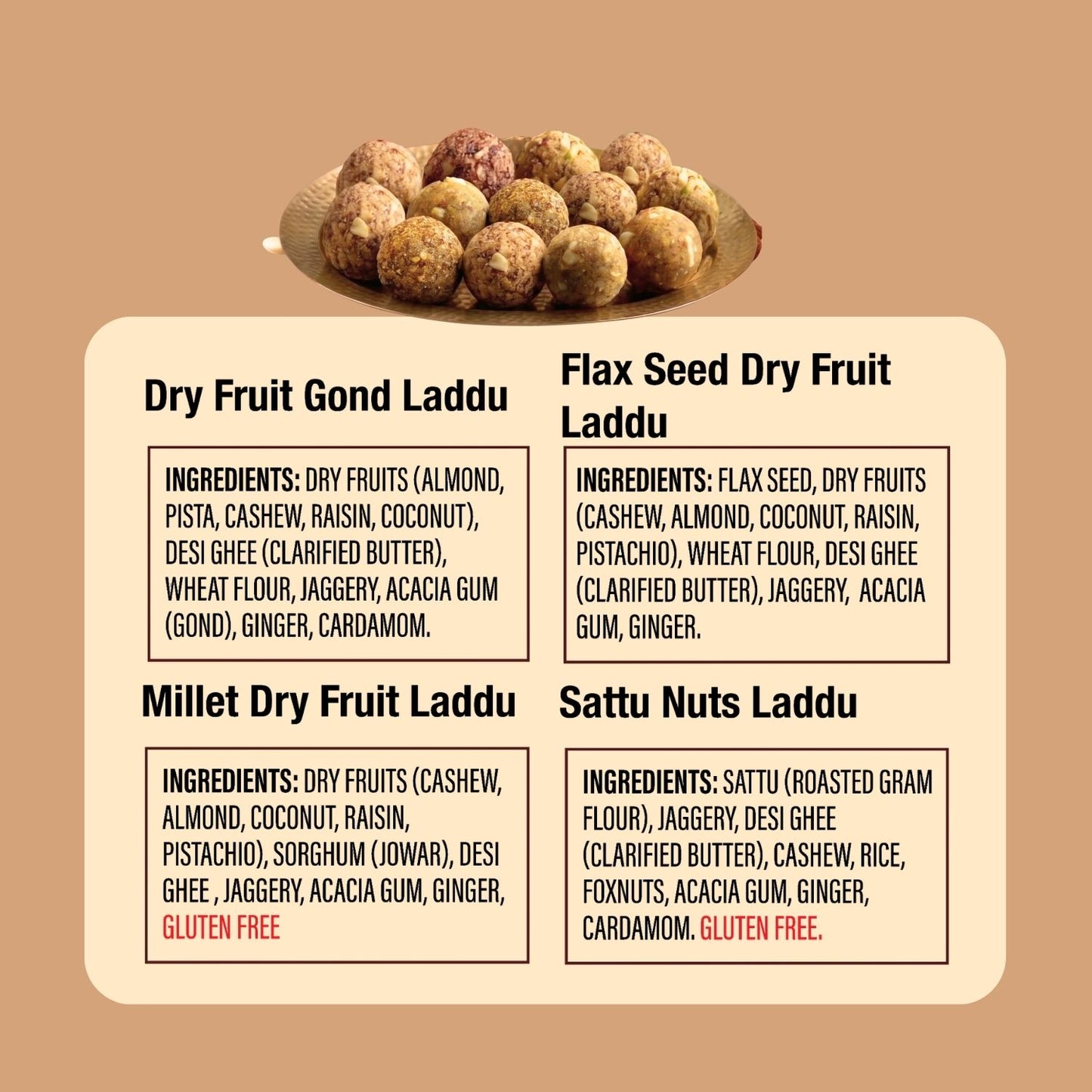 Gond Dry Fruit Laddus Assortment - 4 Varieties