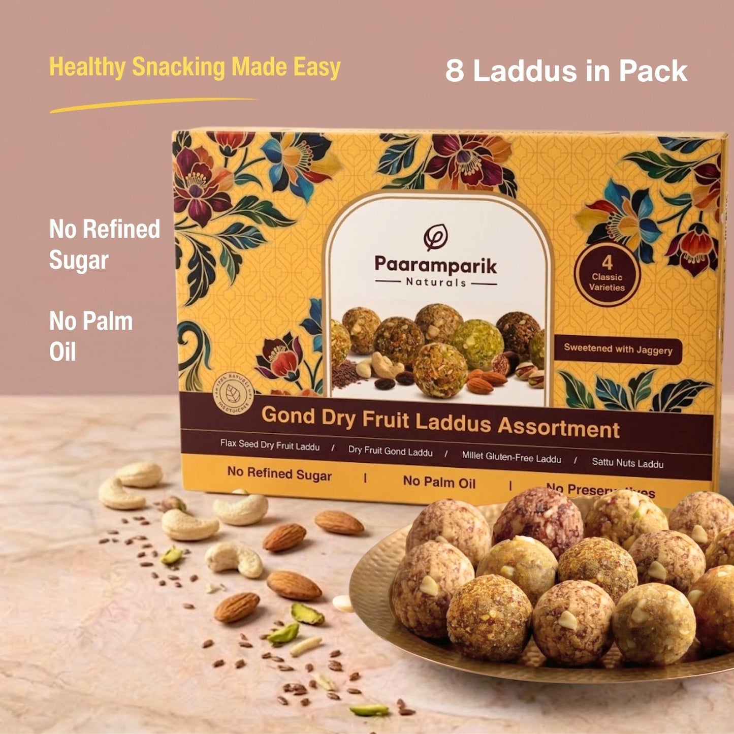Gond Dry Fruit Laddus Assortment - 4 Varieties