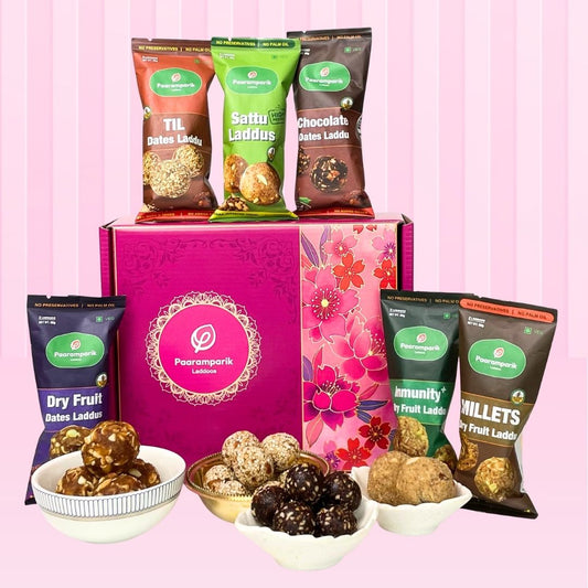 Assorted Dry Fruit Laddu Hampe| 6 Mixed Flavours, Pocket Pack| Healthy Snack, No Refined Sugar 360 gm(60x6) (Dry Fruit Laddu)
