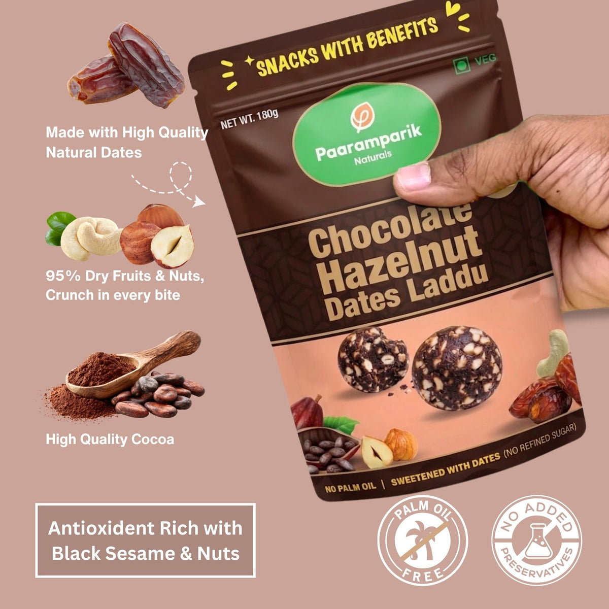 Chocolate Hazelnut Dry Fruit Dates Laddus