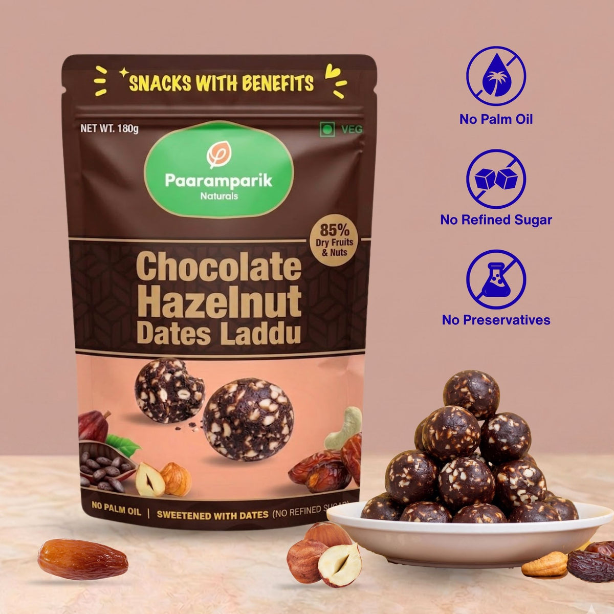 Chocolate Hazelnut Dry Fruit Dates Laddus