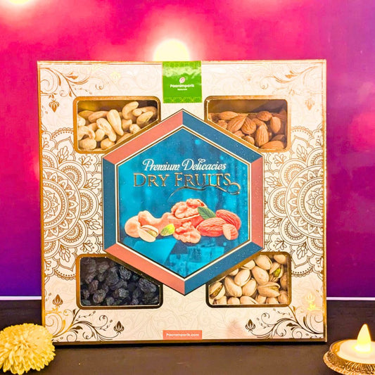 Dry Fruit Diwali Celebration Gift Box - 4 Dry Fruits Assortment- 300G