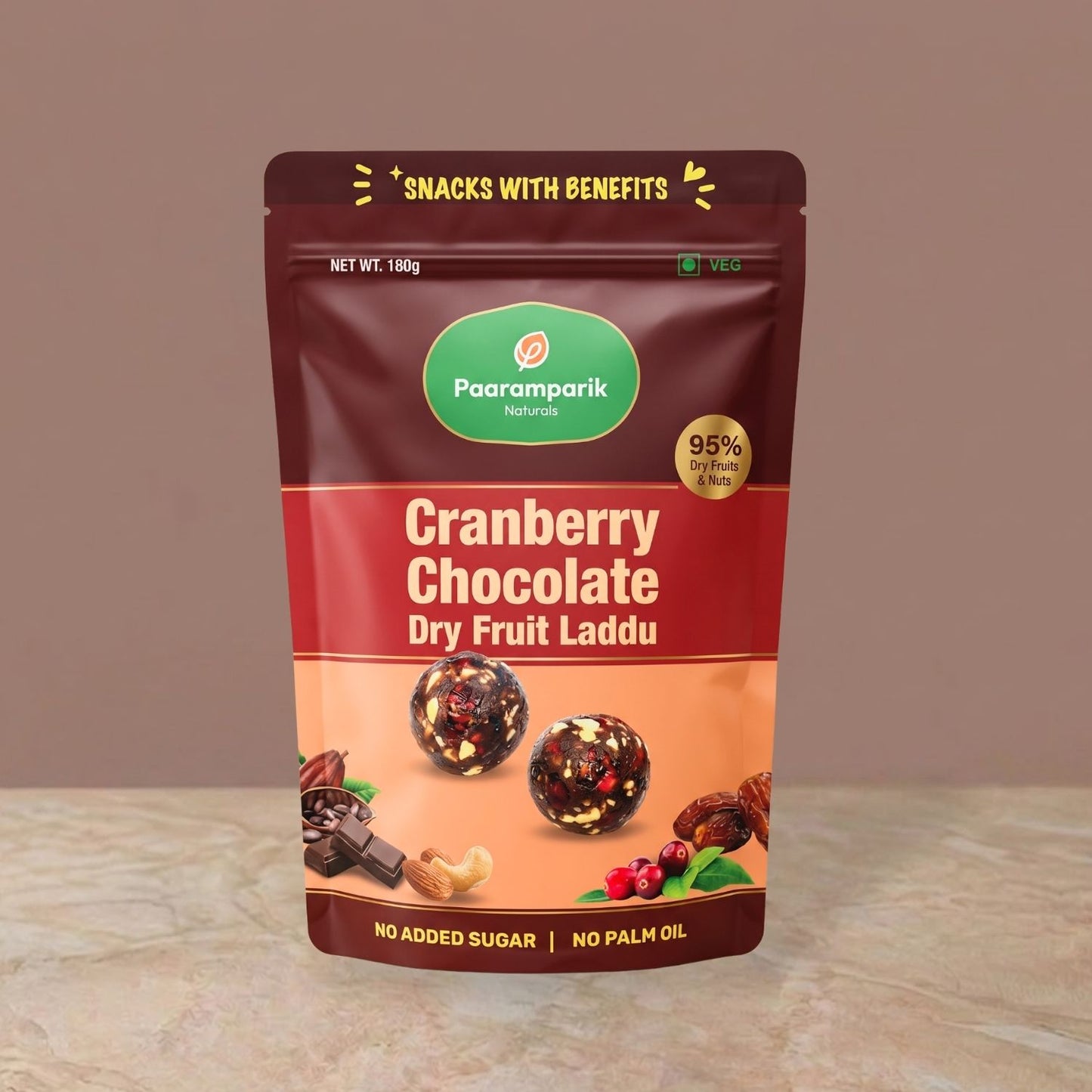 Chocolate Cranberry Dates Laddu with Dry Fruits