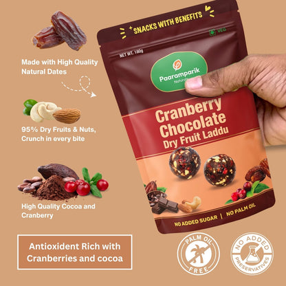 Chocolate Cranberry Dates Laddu with Dry Fruits
