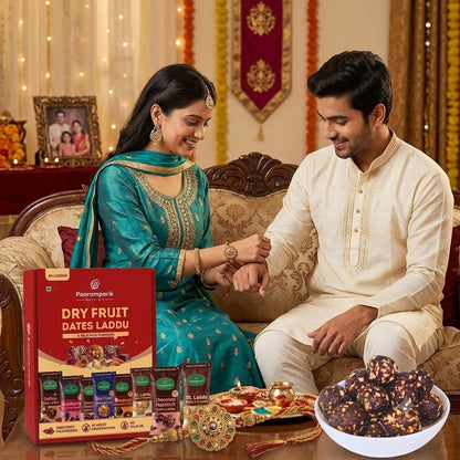 Assorted Dry Fruit Laddu box with Rakhi for brother, Fridge Magnet , Healthy Sweets