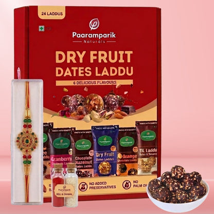 Assorted Dry Fruit Laddu box with Rakhi for brother, Fridge Magnet , Healthy Sweets